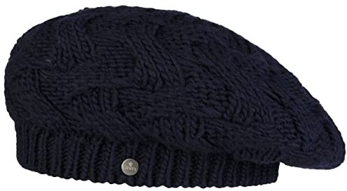 LIERYS Jesila Baskenmütze Damen Strickmütze mit Schurwolle Made in Germany Herbst Winter dunkelblau One Size
