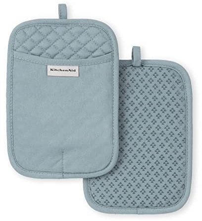 KitchenAid Asteroid Pot Holder 2-Pack Set, Fog Blue, 7x10