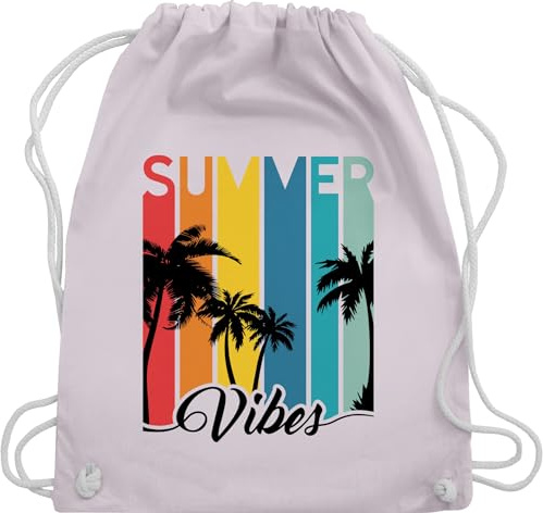 Turnbeutel Rucksack - Vintage Retro - Summer Vibes - Palmen Silhouette Sonnenuntergang - Sunset Chillout - Unisize - Pastell Rosa - sprüche palme stoffbeutel spruch stofftasche spruche sporttasche