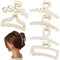Leezmark 6 Stück Perlen-Haarklammern, große Haarspange für dünne, dicke, lange Haare, weiße Haarklammern, Haarklammern, große Klauen-Clips, Haar-Accessoires für Frauen, Mädchen