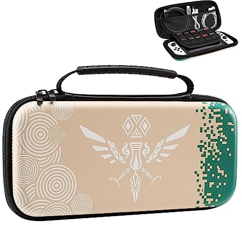 TiMOVO Tasche Kompatibel mit Nintendo Switch OLED Modell 2021 & Switch, Hartschalen Aufbewahrung mit 10 Spielkartenhaltern Switch Konsole Zubehör Dauerhafte Tragetasche Hülle Case, Weißer Adler