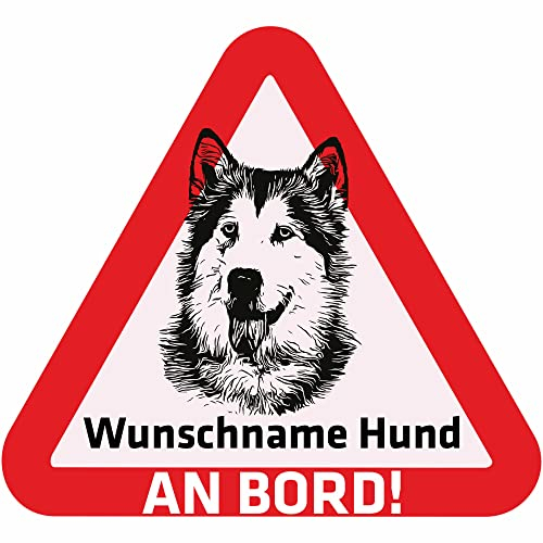 Indigos UG - Auto Aufkleber - Namensaufkleber Hund 15 cm - Siberian Husky - Sticker selbst gestalten mit Name & Wunschtext - personalisiert selbstklebend - Motorrad - LKW - Heckscheibenaufkleber