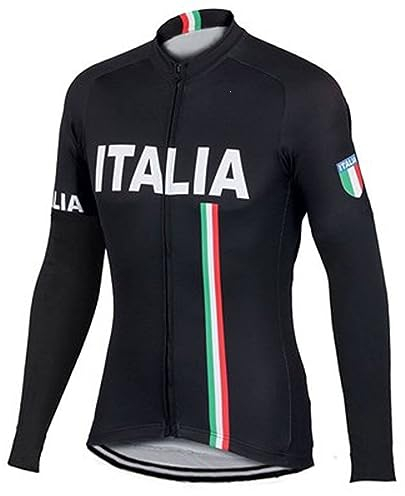 DELIGUO Adsport-Trikots Für Herren - Italien Country Bike Team Wear Fahrradbekleidung Langärmliges Fahrradtrikot Sporthemden Mountainbike-Jacken Rennoberteil,Wie Abgebildet,L