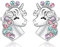 Ozmw Pendientes Unicornio de Plata de Ley 925, Pendientes Niñas Plata, Regalo de Cumpleaños para Hija