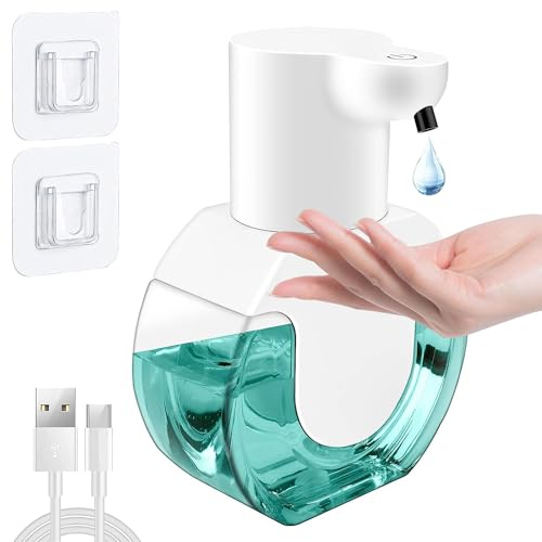 Automatico Dispensador Jabon Baño, 420 ml Dispensador de jabón automático para Pared, Carga USB con Sensor Dispensador Jabon Cocina, Apto para Cocina, Baño, Hotel