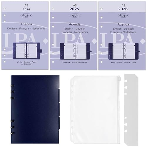 Kalpa 6 Ringbuch Agenda Nachfüllen Personal Organizer Terminplaner Einlage Kalendereinlage Kompletsett, 2025 2026, A5, 1 Woche auf 2 Seiten