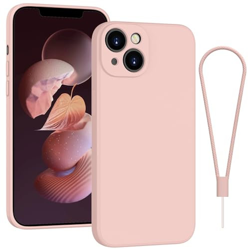 Andwing For iPhone 13 Case Silicone Case Soft Ultra Phone Case Slim Protective Shockproof Cover Scratch-Resistant Microfiber Lining, 6.1 Pink