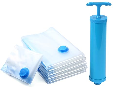 Eastrise Vacuum Storage Bags,Clothes Storage for Clothes,Duvets,Bedding, Pillow,Vacuum Compression Storage Bags with Airtight Valve and Hand Pump,Large,Clear(6 Pack)