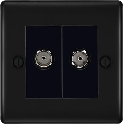 Generic British General NFB61 Nexus Metal Matt Black Double TV Aerial Socket