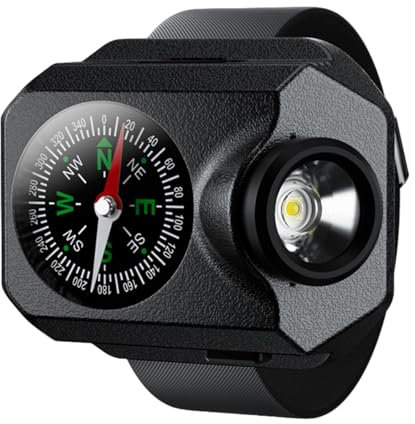 Lesunbak Linterna De Muñeca, Linterna LED con Función De Brújula, Linterna De Muñeca Recargable para Correr Al Aire Libre, Acampar