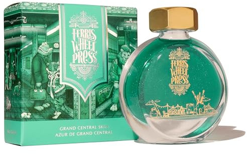 Ferris Wheel Press Fountain Pen Ink, Everyday Ink Collection, Bright Teal with Silver Shimmer, 38ml