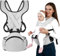 AUSYIWI Babytrage 0-36 Monate, Ergonomische Babytrage, mit Sitz, 6-in-1 Tragemodi Geeignet für Gewichte von 3 bis 9,5 kg (grau)