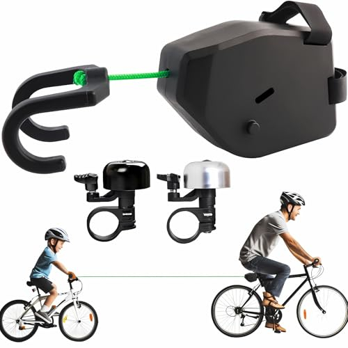 RAFIYU Fahrrad Abschleppseil Kinder, 2.5M Abschleppseil Zughilfe, Aufrollbar Fahrrad Traktionsseil mit Fahrradklingel, Einziehbare Fahrrad-Traktionsseil Tragfähigkeit 500 lbs