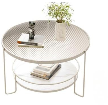 FUHAI-666 Beistelltisch Runder Couchtisch mit geripptem gehärtetem Glas. Minimalistischer Minitisch for kleine Wohnzimmer, platzsparendes modernes Design Kaffeetisch Kleiner Sofatisch(Weiß,80cm)