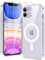 Xiltlly Funda Magnética para iPhone 11 con 2 Cristal Templado, Compatible con MagSafe, Carcasa Antigolpes Anti-Arañazos, TPU Bumper Case para iPhone 11, Transparente
