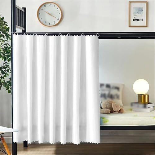 HAJHI 1 Stück Schlafsaal Bettvorhang Hochbett Trennwand-Schutz Bett Vorhang Verdunkelung Sichtschutz Polyester Vorhang Hochbett mit Seil Hängeschnalle Staubdicht(2 * 1.5m,Weiß)