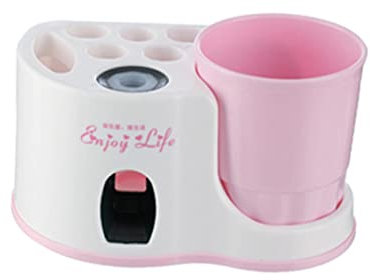 DEARMAMY 1Stück Wand Zahnpasta Spender mit Halterung Zahnputz Organizer für Badezimmer Einfacher Bohrfreier Zahnpasta Squeezer Weiß Gesundes und Umweltfreundliches Material