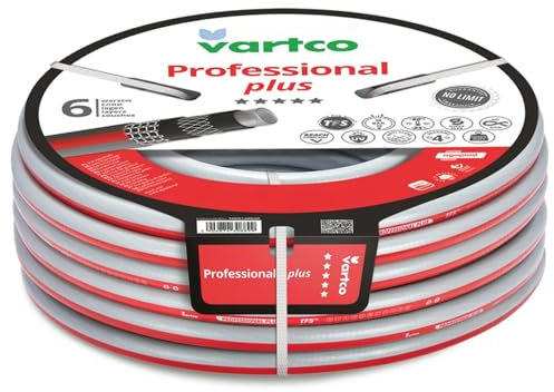 Vartco Professional Plus – 6-lagiger, flexibler Gartenschlauch mit TFS-System, 50 m, UV-beständig, lebensmittelecht, bis 30 Bar, für Temperaturen von -25°C bis +60°C (1 10m)