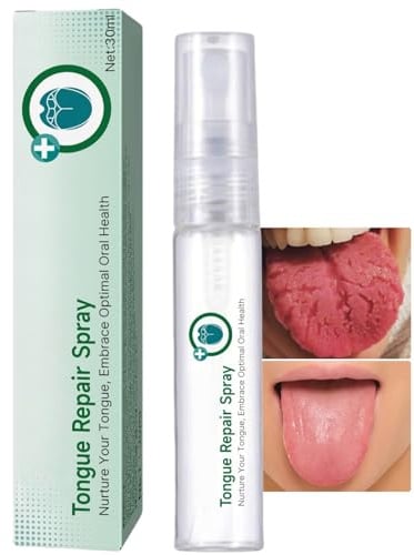 Tongue Repair Spray, Oral Antibacterial Spray, Instant Dry Mouth Relief, Fissured Tongue-Relief Sprays, Mint Breath Freshener Sprays, Tongue Repair-Spray for Dryness, White Coating and Bad Breath