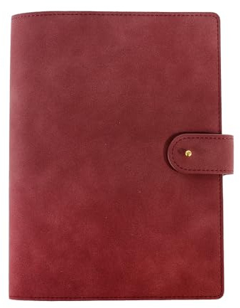 MAJOIE MyPlanner Slim Line A5 – 72 Seiten – Softcover in Nubukleder-Optik – schlanker Planer mit Druckknopf – für Alltag, Büro & unterwegs (Beere)