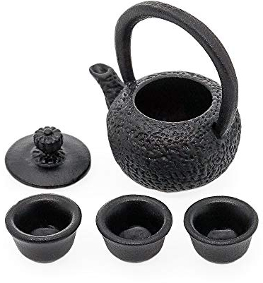 Odoria 1/12 Miniatura Tetera Negra con 3 Tazas Cocina Accesorio para Casa de Muñecas