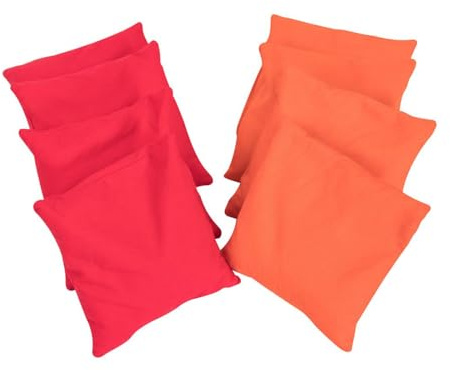 Cornhole Säckchen, Cornhole Bags 8er-Set, Cornhole Säcke, Quadratische Wurfsäckchen für Cornhole Spiel, Cornhole Bean Bags, 8 Cornhole Säckchen in Orange & Rot