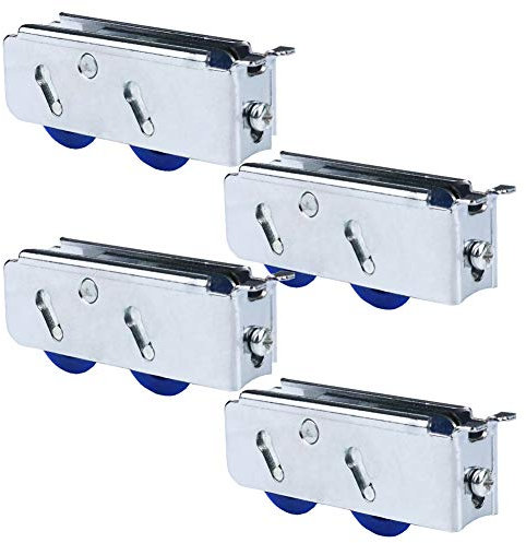Poleas para Puertas Y Ventanas De Aleación De Aluminio, Ruedas Deslizantes Dobles para Puertas Correderas, Altura Ajustable, Rodamientos Sellados, Un Paquete De Cuatro