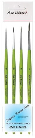Da Vinci Série 373 -NO° 0, 2, 4. Set de 4 Pinceaux Rond Synthetique