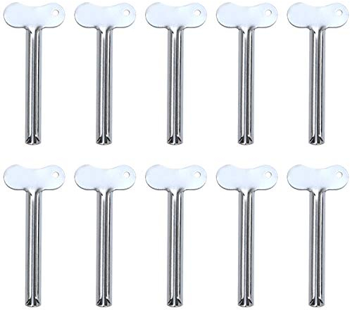 Azure Zone, 10 Stück Edelstahl Zahnpasta-Tubenquetscher Schlüsselrolle Tube Cremes Farbe Squeezer Werkzeug für Badezimmer Haarfarbe Kosmetik