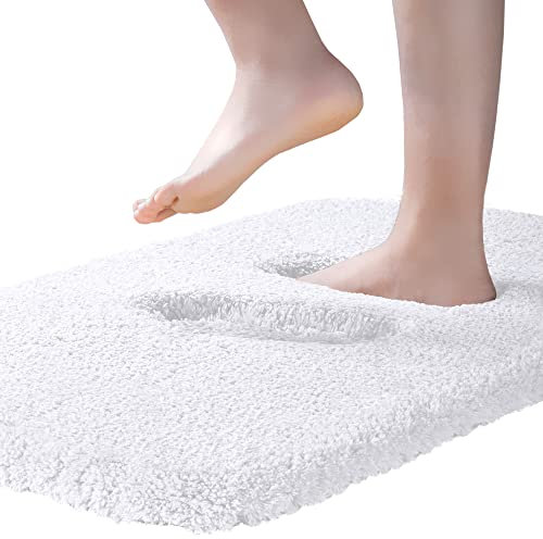 ROLIZOE Tapis de Bain Extra Epais Tapis Salle de Bain Antidérapant Tapis Sortie de Douche Très Absorbant Tapis de Sol Salle de Bain Ultra Doux en Microfibre Lavable en Machine 60 x 90cm,Blanc