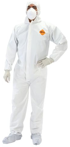 Tiger Strapazierfähiger Allzweck-Overall, weißer Sicherheitsanzug für höchsten Komfort und Schutz, Weiss/opulenter Garten, Large