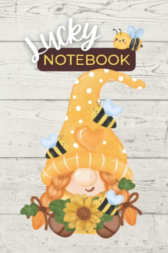Lucky Notebook: Gnome with Sunflowers and Bees