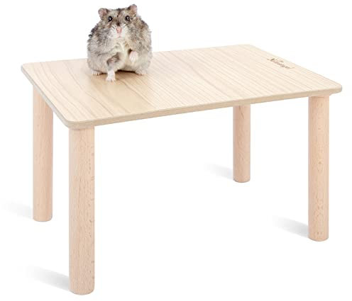 Niteangel Hamster-Spielplattform aus Holz für syrische Zwerghamster, Rennmäuse, Mäuse, Degus oder andere kleine Haustiere (L x B x H): 26 x 17 x 15 cm, Burlywood)
