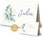 PRINTINO® 50 Tischkarten Hochzeit u. Geburtstag - Schön dass du da bist Namenschilder – Tisch Hochzeitsdeko Platzkarten, blanko Taufe Konfirmation Kommunionetc (Eukalyptus grün-goldfarben (50 Stück))