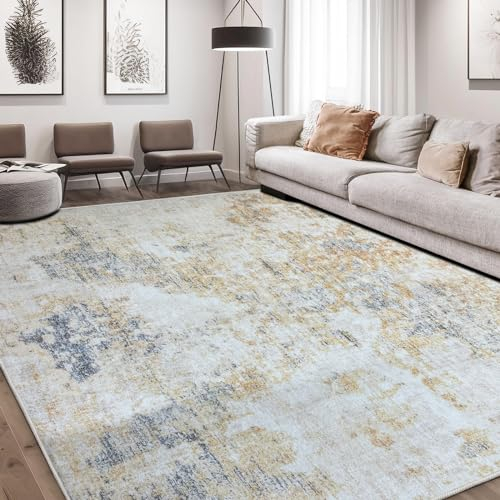 Safunion Teppich Moderne abstrakte Teppiche für Wohnzimmer Schlafzimmer Esszimmer rutschfeste weiche Teppich-Bodenmatte (Abstraktes Grau/Beige/Gold/Mehrfarbig, 200 x 300 cm)