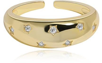 Meissa Anello Argento 925 Donna Anello Regolabile Donna Anelli Oro Zircone cubico Impilabile Anelli fascia moda Gioielli d'autunno Regalo Donna, Oro