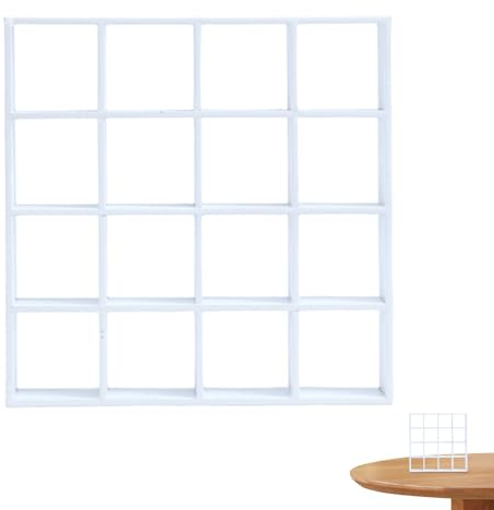 Dollhouse Bücherregal realistische Holz 1:12 Miniatur Bücherregal Dollhouse Möbel 16 Gitter Mini Display Regal Wand Rack Stand Dollhouse Möbel für Dollhouse Accessoires Dekorationen Weiß weiß