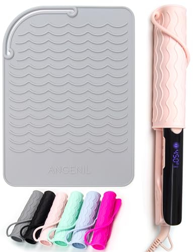 ANGENIL Heat Mat for Hair Straighteners, Silicone Heat Resistant Mat for Mini Hair Straightener, Grey Heat Proof Mat for Hair Curler, Hair Curling Tongs, Hair Styling Appliances, 21.5 cm x 15.5 cm