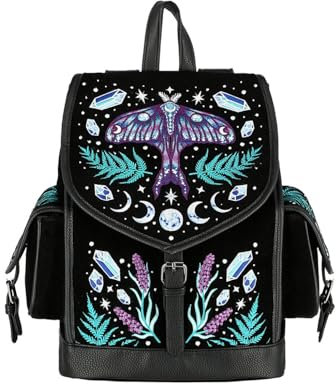 Restyle – Zauberwald – Magical Herbal Gothic Damen-Rucksack, Tragetasche, heidnische Hexe, Schwarz