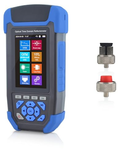 SKYSHL 1310nm/24dB+1550nm/22dB SM OTDR With OPM+OLS+VFL+Event Map+Loss Test+RJ45 Sequencer+RJ45 Cable Tracer Handhold Mini Fiber Tester Compatible with APC&UPC SC+FC+ST+LC Connector-SS303T-2A1