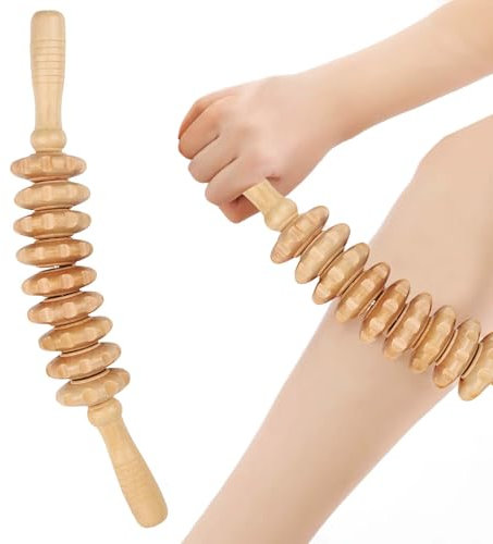 Faszienstab Massageroller, Premium Faszienrolle Holz, Körper Roller für Muskelentspannung, Beine, Nacken, Körperformung
