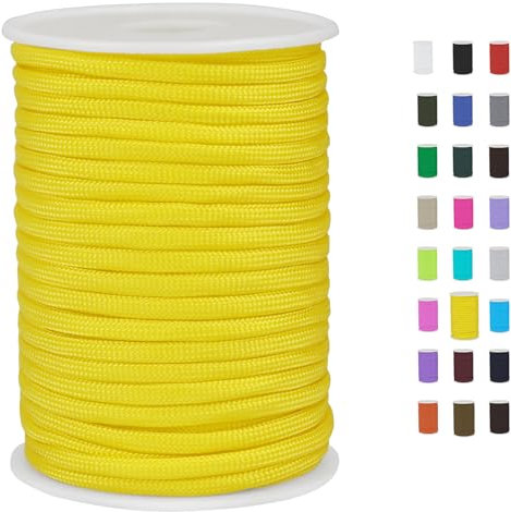 CAMAL Paracord 4mm Polypropylenseil 7-Strang Core 30m Starke Schnur Paracord Armbänd Schnur Reißfest Utility Seil 4mm Hält bis zu 70kg, Seile für Camping, Zeltspanner (Gelb)