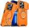Dqtaoply for iPhone 13 Pro Max case, with Ring Holder sliding camera protector Cover Silicone Absorbs shock Protection Heavy duty Armor Magnetic phone case for iPhone 13 Pro Max Orange