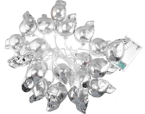 MAGICLULU 2 Sets Lichterketten Girlande Licht Nachtlicht Stromausfälle Halloween Skelett LED Licht Laternen Totenköpfe Taschenlampe Flackernd Betätigbar