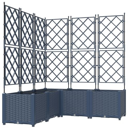 vidaXL Jardinière avec Treillis 5 pcs Gris 120x120x143 cm