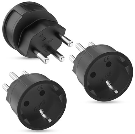 Adaptateur Prise Suisse vers France, 3 Pièces Adaptateur France vers Suisse, Adaptateur Type J, Adaptateur Prise Suisse, Adaptateur France Suisse pour Maldives, Rwanda, Liechtenstein