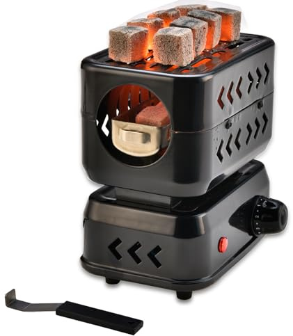 3D Multipurpose Turbo Coal Burner,Multipurpose Electric Charcoal Burner Coconut Charcoal Starter with 2 Heating Zones with Stainless Detachable Tongs, 1200W Power Cube Coil Burner Fire Starter