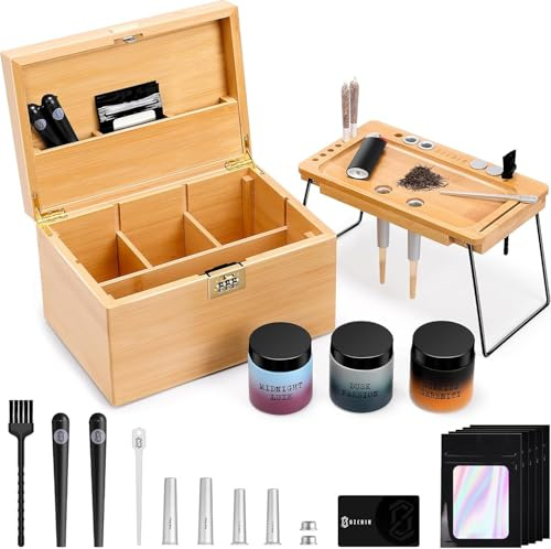 OZCHIN Bambusbox mit Zahlenschloss (braun)