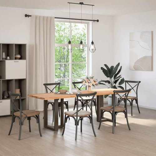 Eleganz Massivholz Esstisch aus Eiche 240x80cm - Rechteckiger Tisch mit Baumkanten, fein geschliffen & hell lackiert für stilvolles Wohnzimmer