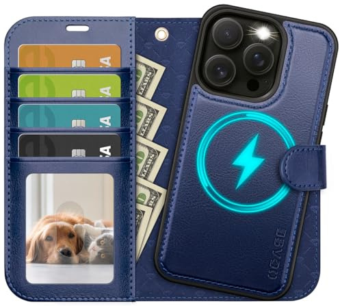 OCASE Amovible Coque pour iPhone 13 Pro Max, 2 en 1 Housse Cuir PU Portefeuille, RFID Blocage, Béquille, Fentes pour Cartes, Antichoc TPU Folio Magnetique Etui pour iPhone 13 Pro Max - Bleu(New)